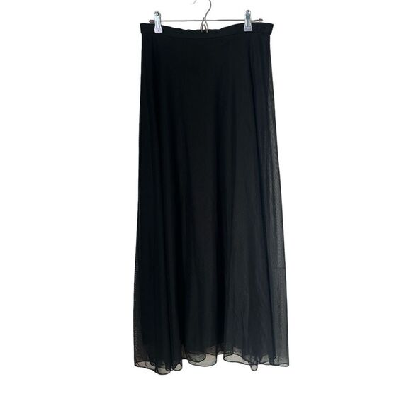 Xscape Women's Black Full Length Formal A Line Full Overlay Lined Skirt sz 12 - Picture 4 of 8